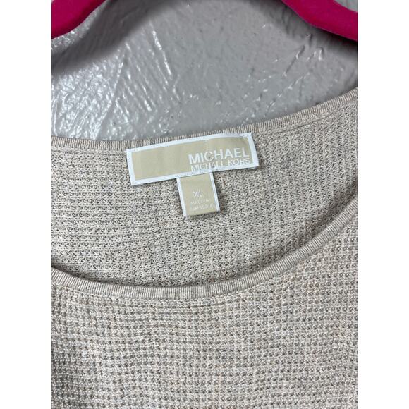 Michael Kors long tan sweater tunic button size XL - Picture 2 of 6